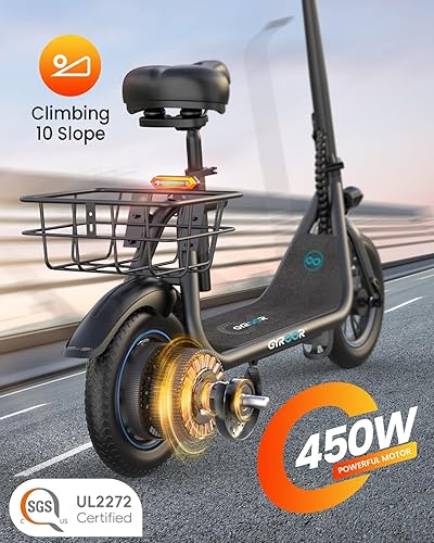 Miniatura 3 de Scooter eléctrico con asiento para adultos, 20 millas de largo alcance 450 W motor hasta 15.5 MPH pantalla LCD inteligente scooter eléctrico con