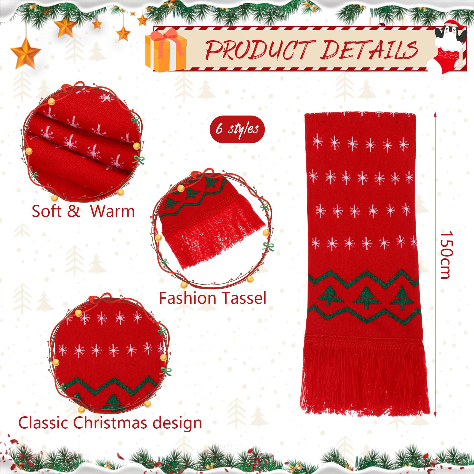 Liitrsh Lot de 12 bonnets tricotés et écharpe de Noël avec bonnet de Père Noël avec pompon chaud pour adultes et adolescents