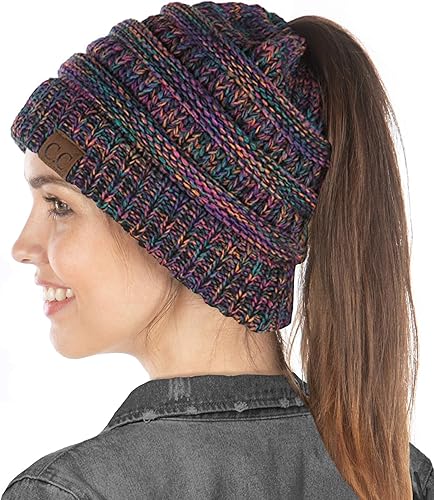 Funky Junque Exclusives BeanieTail - Gorro para mujer, diseño de cola de caballo, ideal para día de cabello despeinado