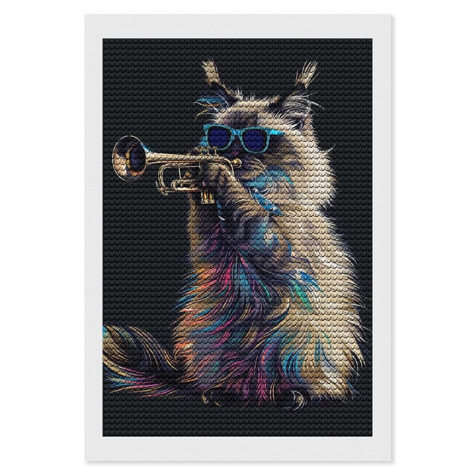 Junmoney Birman Trumpet Diamond Painting Canvas Set 8"x12", for Women, Pleasing Wall Art Project, Aesthetic Room Decor, Gift Idea