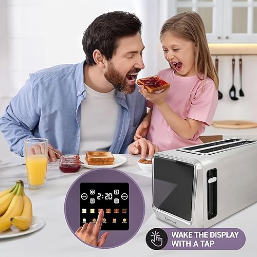 Miniatura 4 de Inspirex Touch Screen Toaster - 4 Slice Long Extra-Wide Slots - 5 Bread Type and 6 Browning Levels - Defrost, Reheat, Favorite, Single Slot Settings