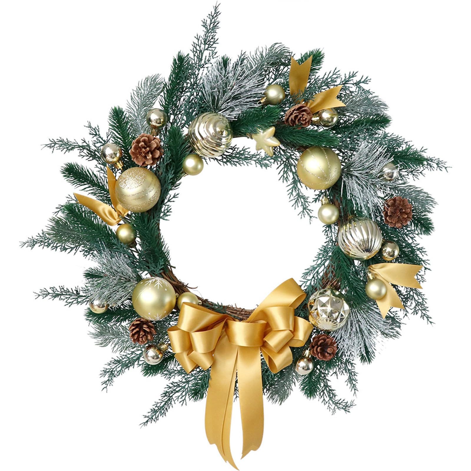Yhplxyuus Christmas Wreath with Pinecone Bowknot for Front Door, Window, Hallway, Artificial Wreath for Christmas Party Decoration Window Display Ornament