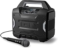Vista 14 de ION Block Rocker - Altavoz portátil Bluetooth para fiestas al aire libre con micrófono de karaoke, batería, 4 altavoces, radio, puerto USB