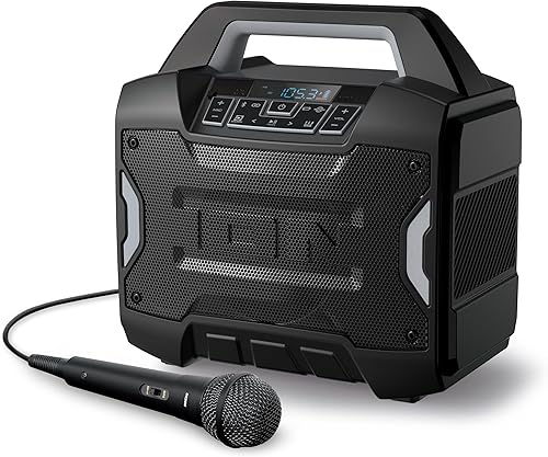Miniatura 14 de ION Block Rocker - Altavoz portátil Bluetooth para fiestas al aire libre con micrófono de karaoke, batería, 4 altavoces, radio, puerto USB