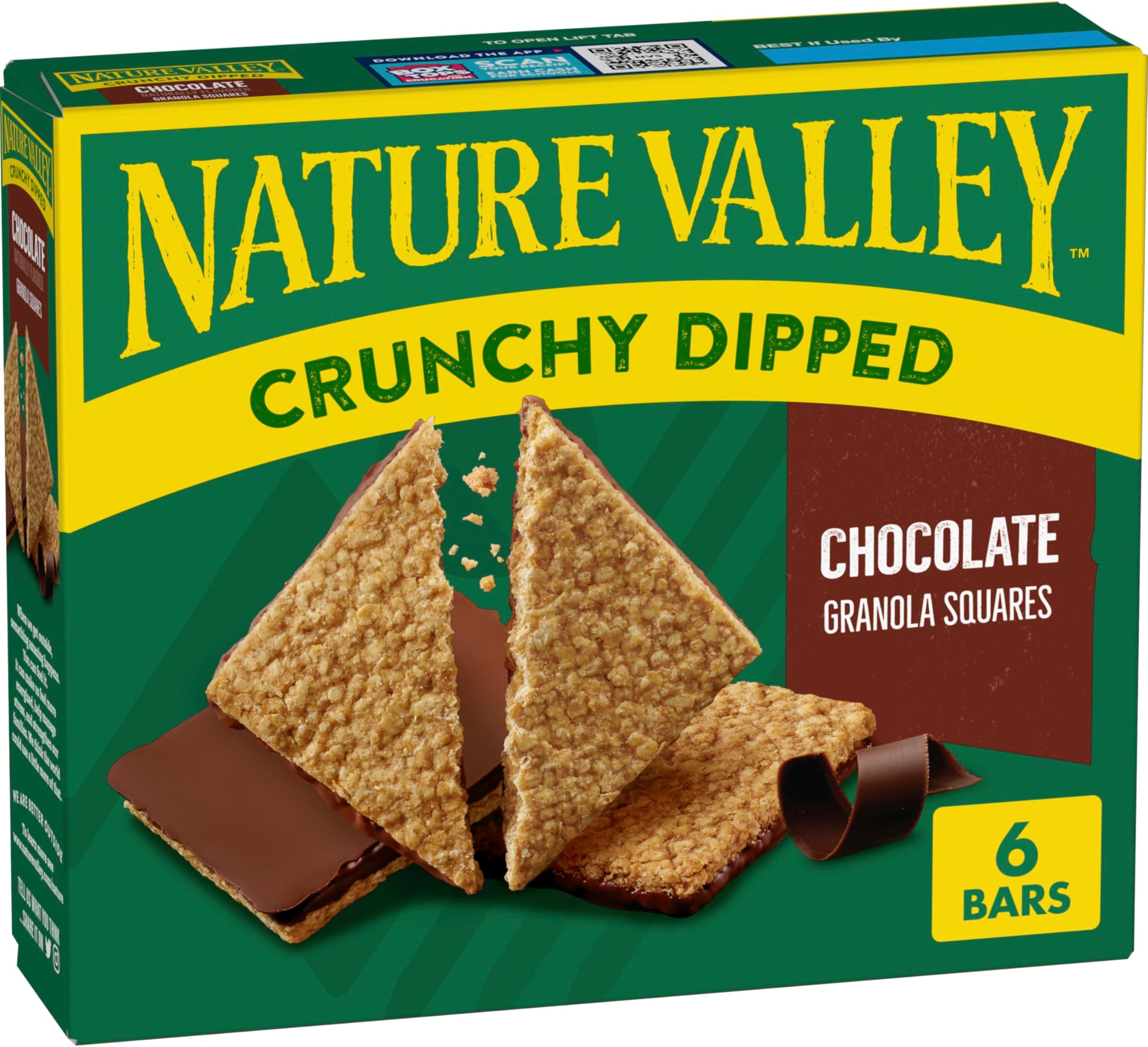 Nature Valley Crunchy Dipped Granola Squares, Oats and Chocolate, 6 ct