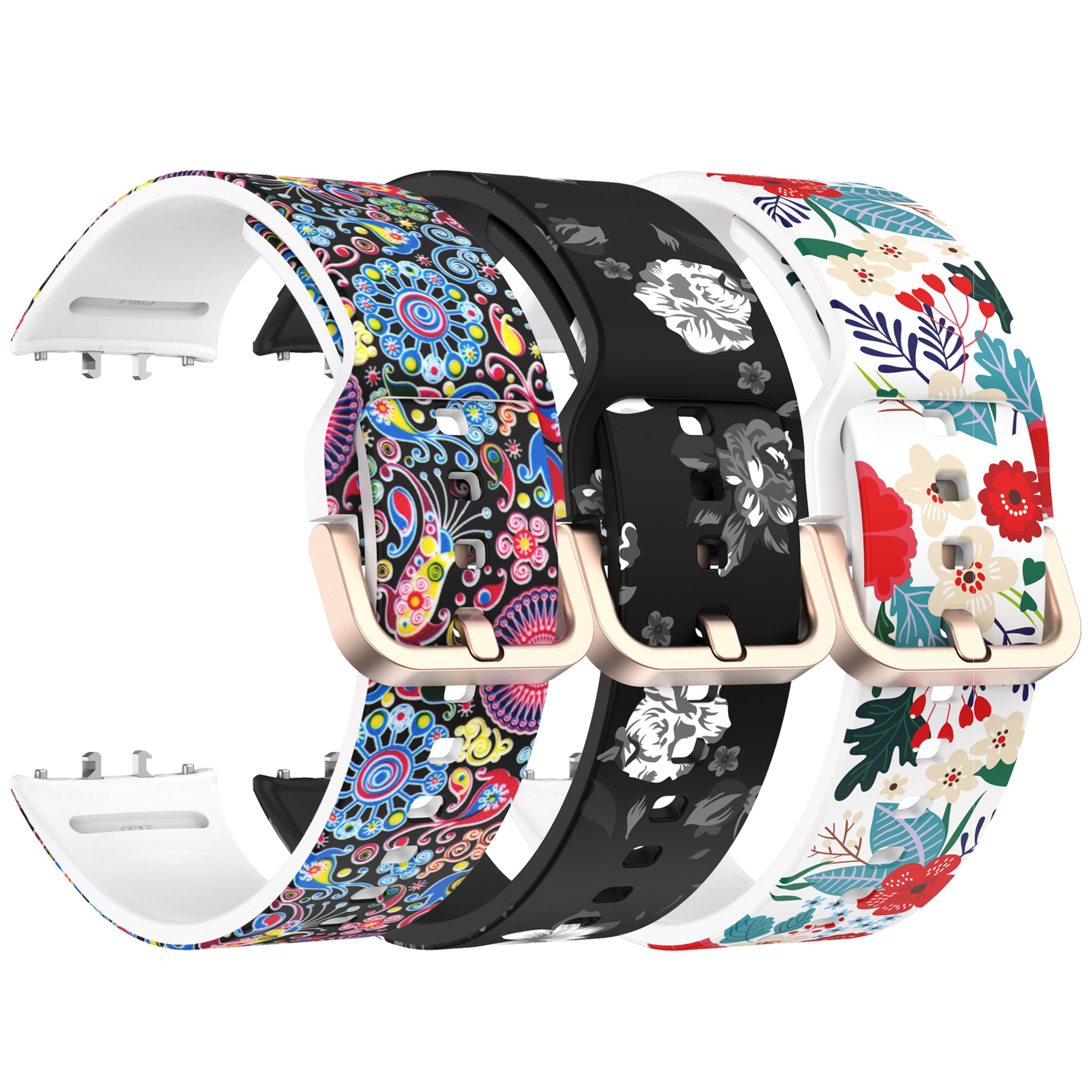 Chofit Correas compatibles con Samsung Galaxy Fit 3, correa de repuesto de silicona suave con patrón floral para SM-R390 Galaxy Fit3