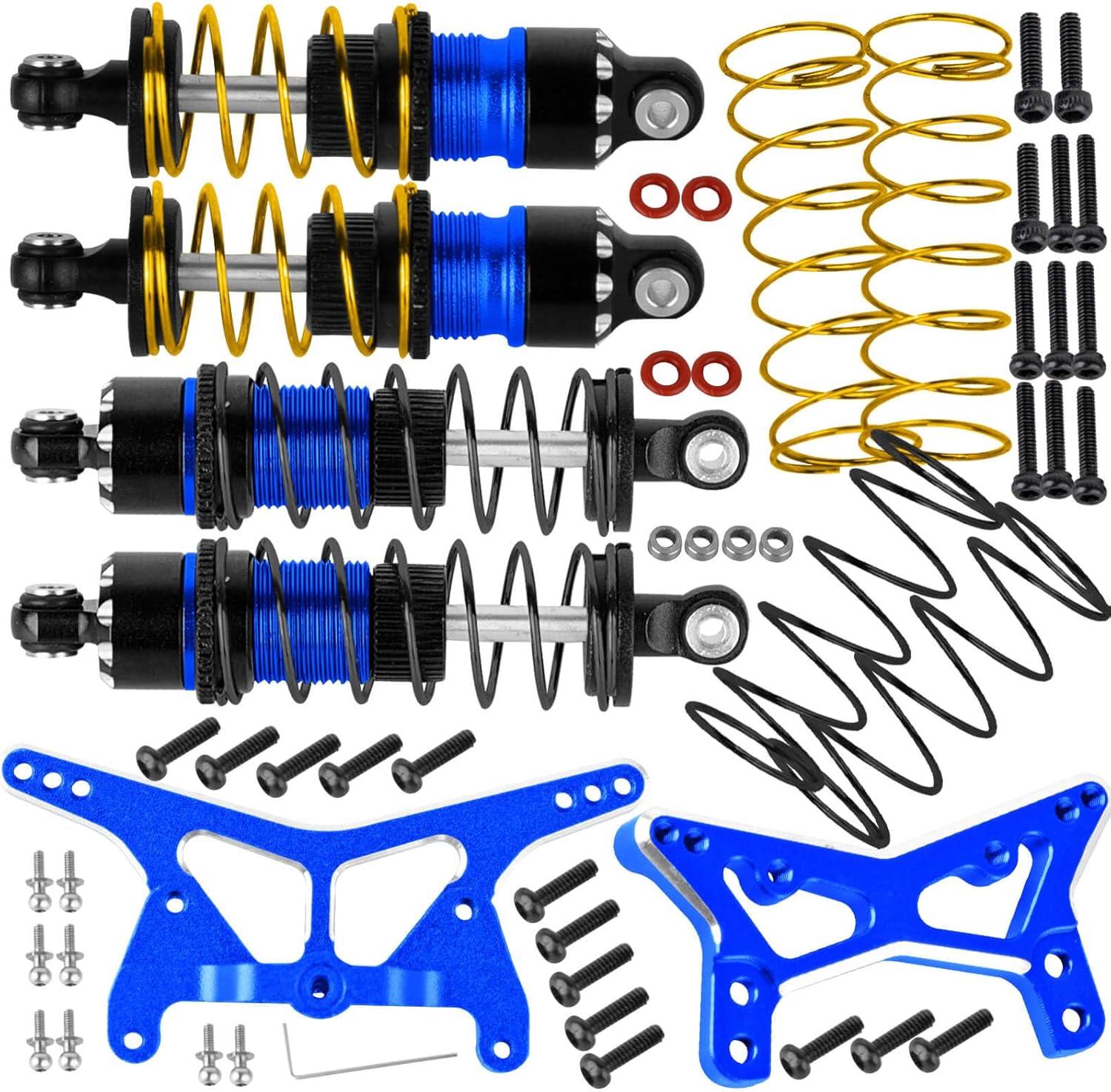 RC Upgrades Part for 1/24 Micro-B 2S 2WD1/28 Micro-T 2S 2WD,(LOS00007,LOS-1392),Aluminum Front Rear Big Bore RC Shocks Absorber,Shock Tower/Shock Mounts,Navy Blue(LOS-1770,LOS-1765)