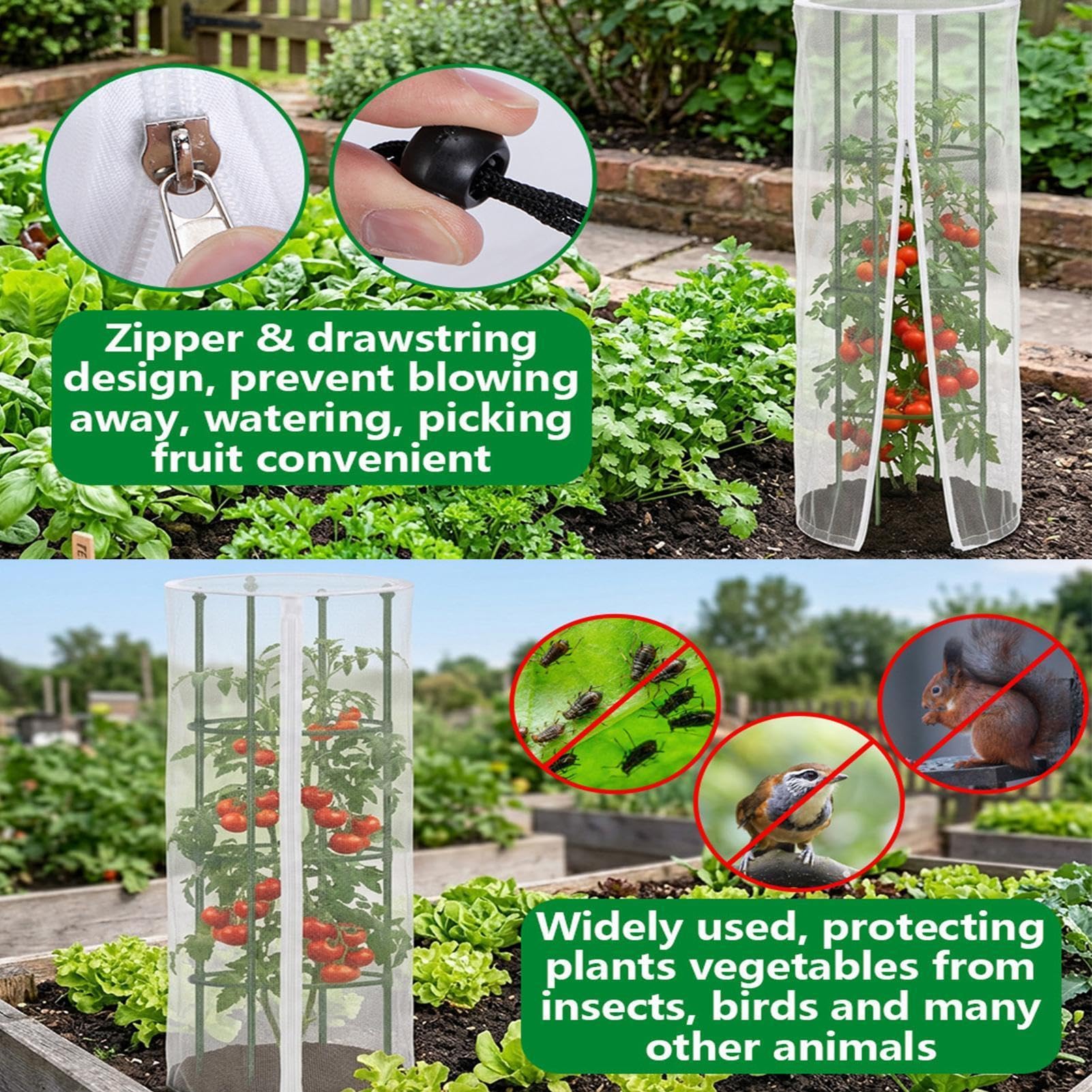 Malla Antipájaros para Plantas con Cubierta Barrera Protectora con | Cubierta Protectora para Frutales Apto para Verduras Frutas Guisantes Rosas Pepinos y Arb