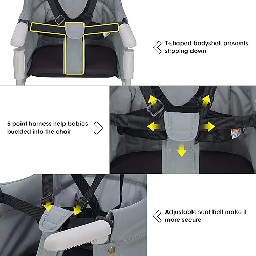 Miniatura 10 de Veeyoo - Sillas altas con clip Silla de mesa rápida para bebés y niños pequeños Asiento portátil para mesa para bebés negro