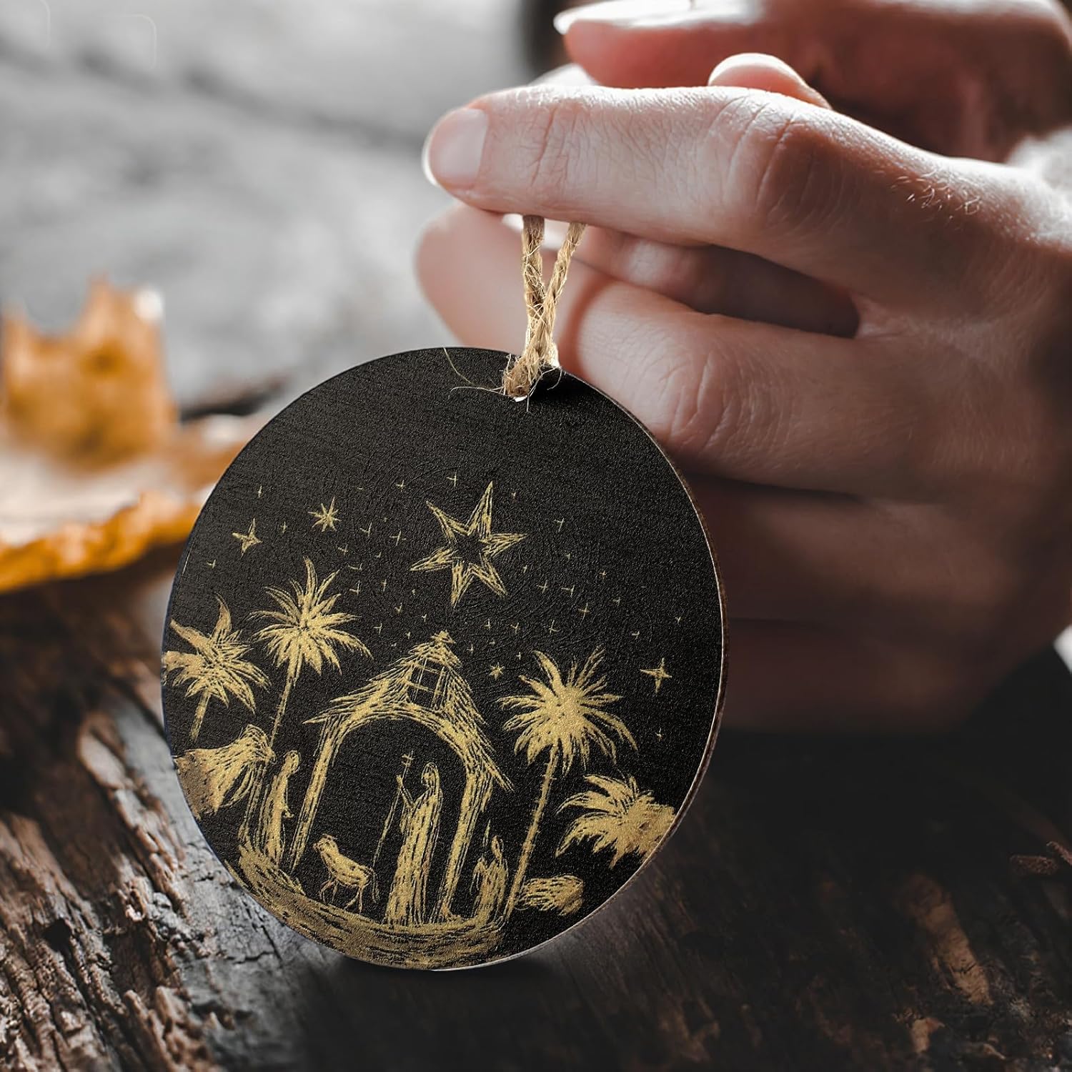 Thyle 8 pcs Nativity Ornaments for Christmas Tree - 2.8" Wooden Religious Christian Christmas Hanging Ornament Catholic Nativity Scene Jesus Xmas Ornaments The Birth of Jesus Decorations Gifts - Image 3