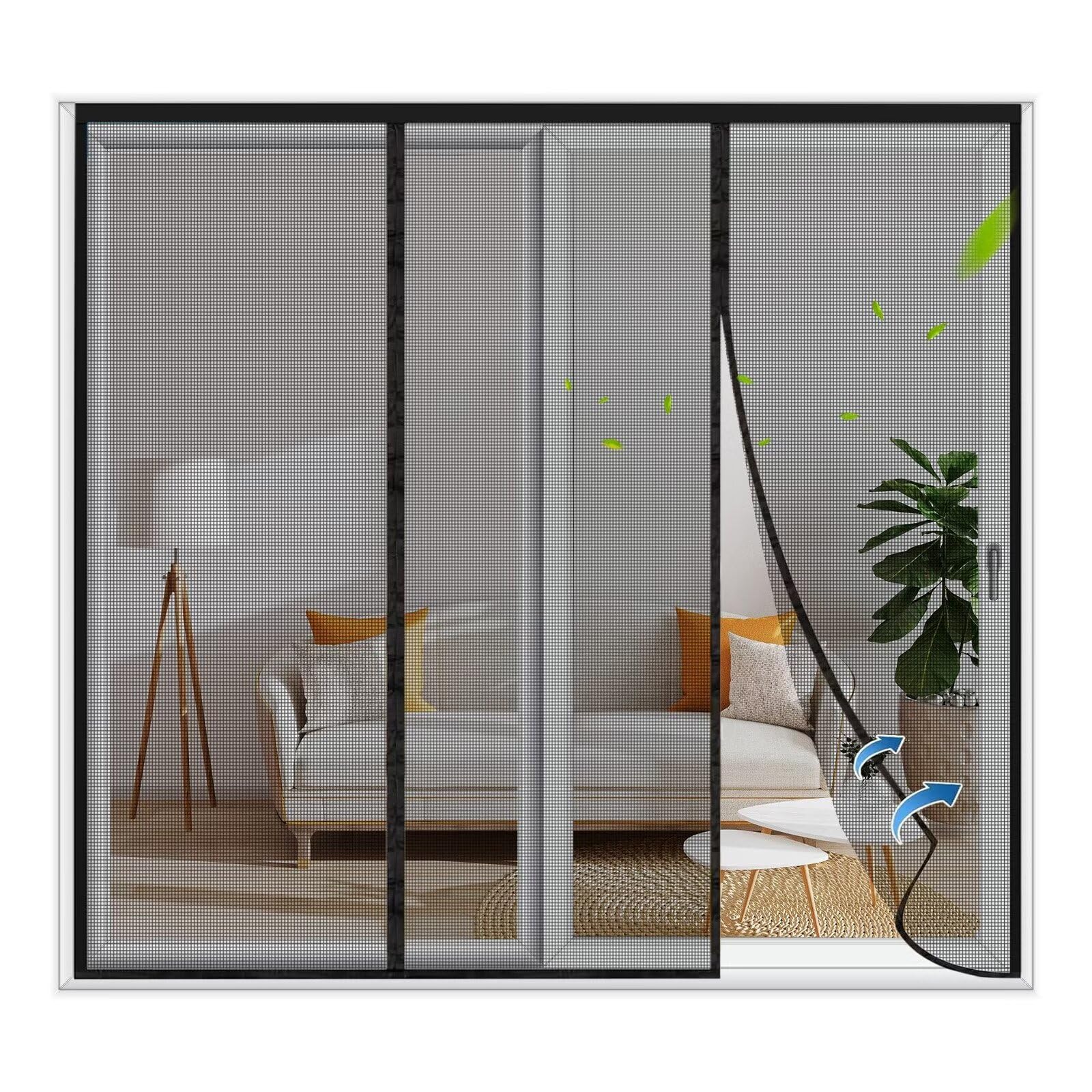 Porte moustiquaire magnétique 105x220cm anti-insectes pour coulissante