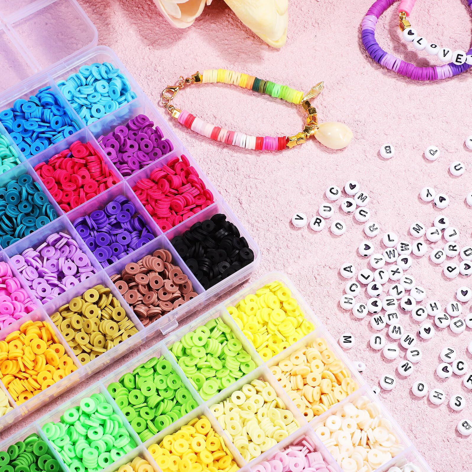 GARVALON Cuentas de Arcilla Flexible para Manualidades Kit para Hacer Pulseras Amistad y Accesorios Completos Adecuado para Principiantes y Regalos Creativos