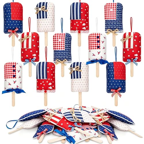 12 Pcs Patriotic 4th of July Ornaments Felt Popsicle Independence