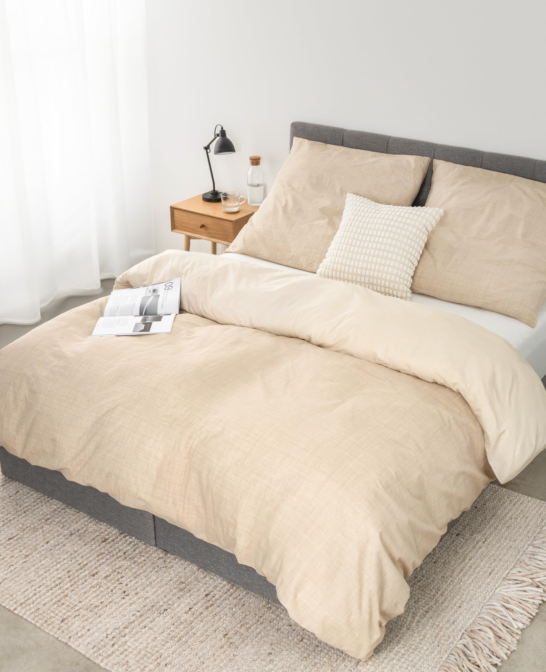 Parure de lit 155x220 cm avec taie d'oreiller lit simple régulateur thermique