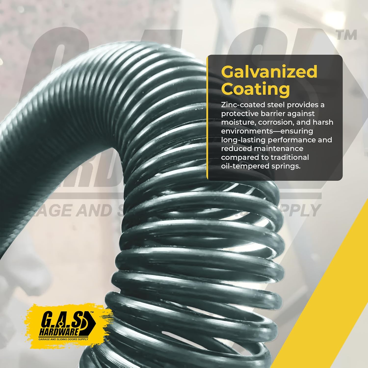 Galvanized Garage Door Torsion Spring .273 x 2 x 36 – Garage Door Spring Replacement (Black Cone)