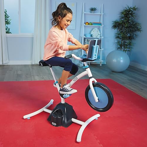 Miniatura 3 de Little Tikes Pelican Explore  Fit Cycle Fun - Equipo de ejercicio ajustable para niños bicicleta estacionaria con videos altavoz Bluetooth integrado