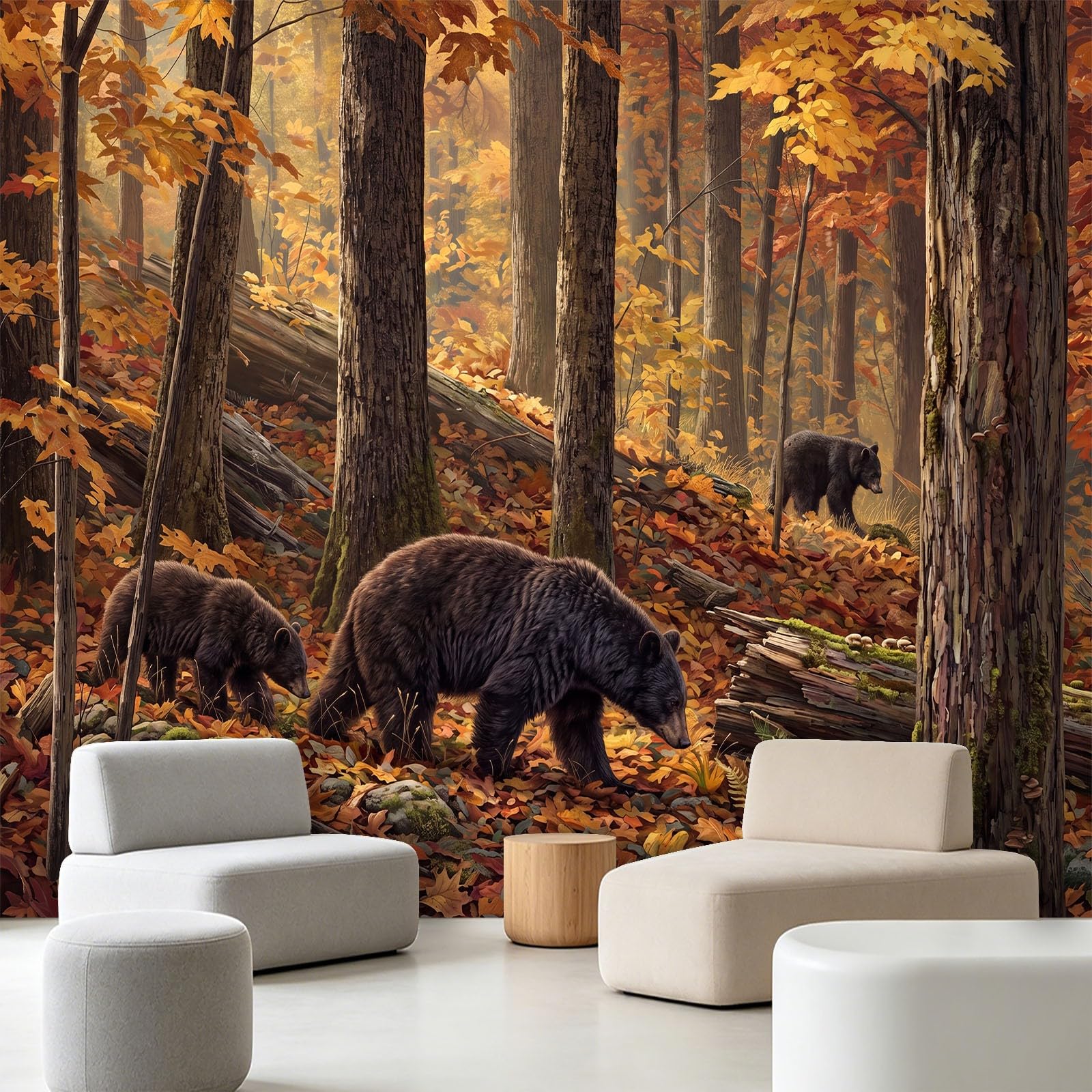 Carta da parati fotografica in tessuto non tessuto, natura, paesaggio, animali, foresta, orso, per soggiorno, camera da letto, carta da parati moderna effetto 3D, decorazione da parete, 300 x 210 cm