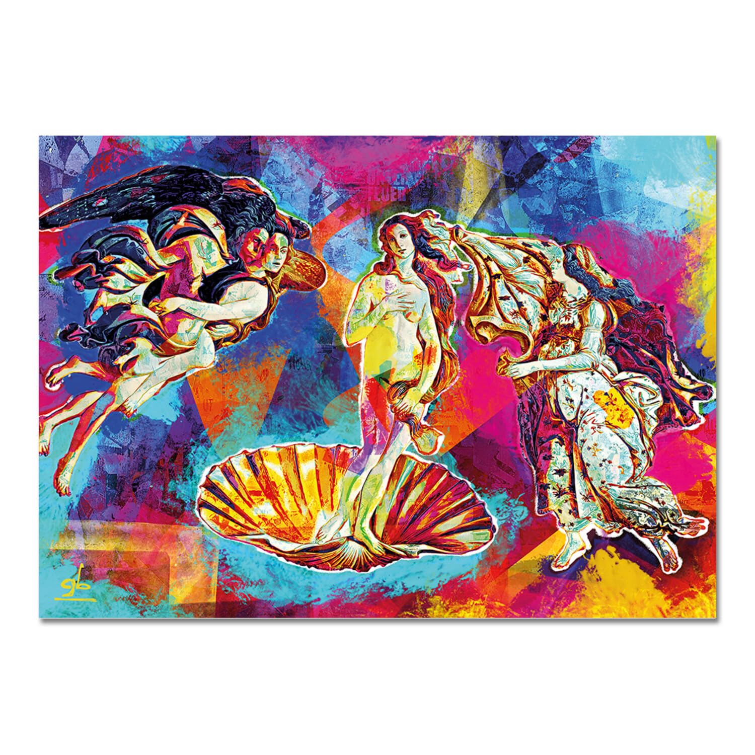 Pop-Art Gemälde Giallobus • Die Große Welle • Acrylglas 100x70 Cm •  Moderner Wandschmuck Italienische Gemälde, image size:1500x1500