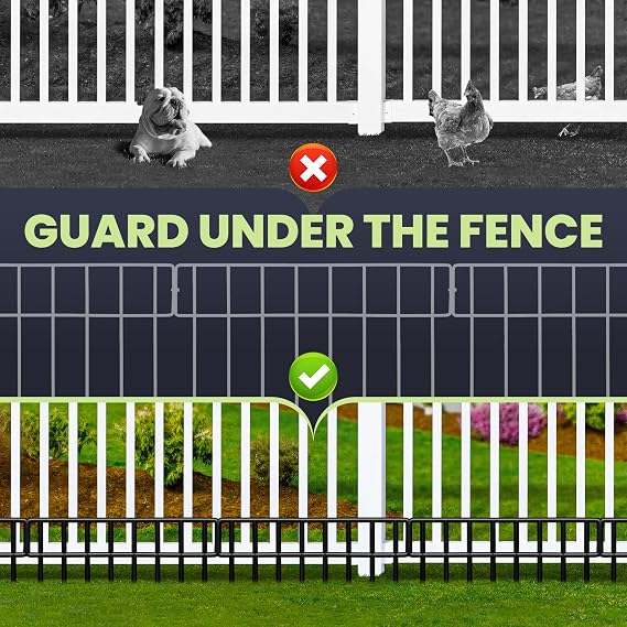14 Pack Fence Panels 19.5 Ft(L) X 13Inch(H)Animal Barrier Fence - No Dig Fence Panels Dog Dig Fence Barrier Metal Small Garden Fence Border for Dog Rabbit Defense Bottom Blocker for Outdoor Yard Patio