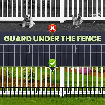 14 Pack Fence Panels 19.5 Ft(L) X 13Inch(H)Animal Barrier Fence - No Dig Fence Panels Dog Dig Fence Barrier Metal Small Garden Fence Border for Dog Rabbit Defense Bottom Blocker for Outdoor Yard Patio
