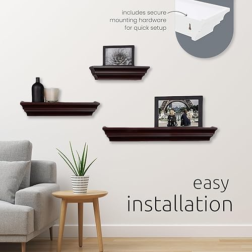 Miniatura 6 de Kiera Grace Madison Classic Crown Molding - Estantes flotantes de pared, madera robusta de ingeniería, fácil montaje, ideal para decoración