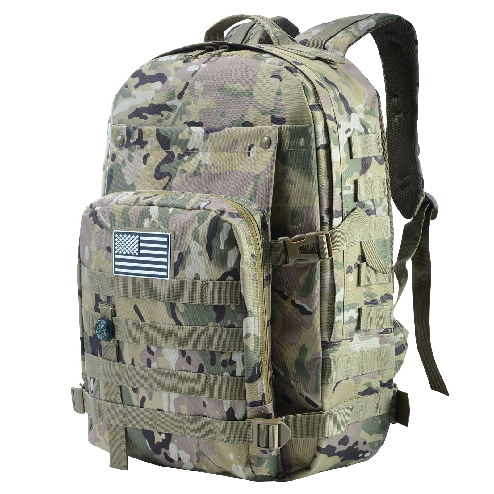 SHANNA Mochila Militar, Mochila Tactica 45L Mochila Impermeable Mochila del ejército MOLLE Mochila de Asalto Mochila de Combate táctica para Senderismo al Aire Libre Camping Trekking Pesca Caza