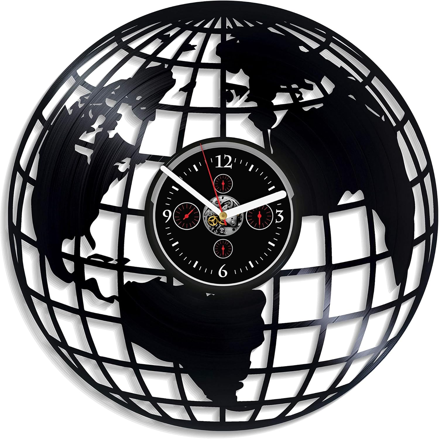 Continent Wall Clock Vintage Vinyl Record Retro Wall Clock World Art Wall Clock 12 Inch Birthday Gift Continent Gift New Year Gift Continent Art Home Decor LP Clock Continent