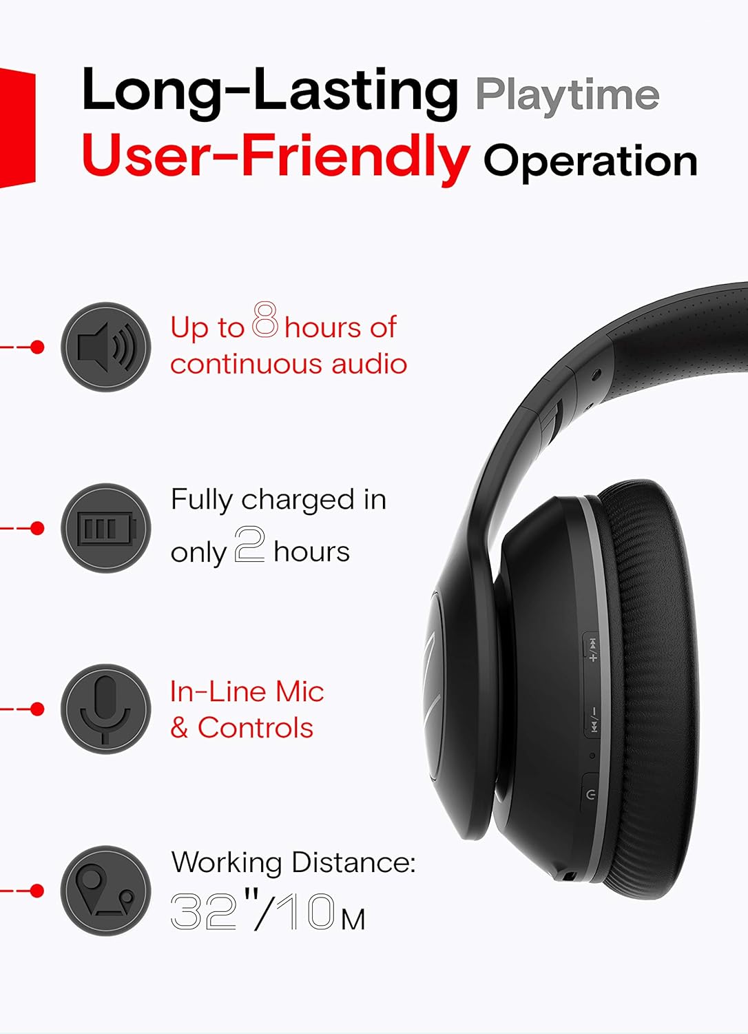 Best Cyber Deals 🔥 Symphonized Blast Wireless Bluetooth Headphones with Mic, Over Ear Headphones for iPhone, Samsung and More, 22 Playtime Hours for Travel/Work, Deep Bass Headphones with Noise Isolation (Black)