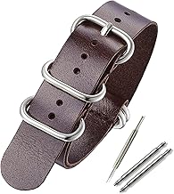 カルム NATO 本革 なめし革 ベルト 18㎜ ? 24㎜ G10 バンド レザー ストラップ 交換説明書付き (24㎜, ダークブラウン)