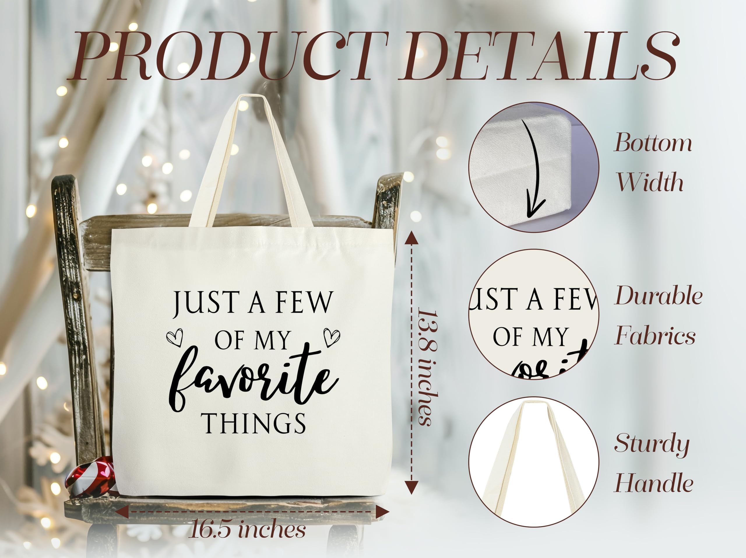 Women's Tote Bag, Just A Few Of My Favorite Things Themed Canvas Tote Bags, Bookish Gifts For Book Lovers Bookworm Librarian, Appreciation Gifts For Teacher Nurse, Humor Reusable Grocery Bag -53 - Image 2