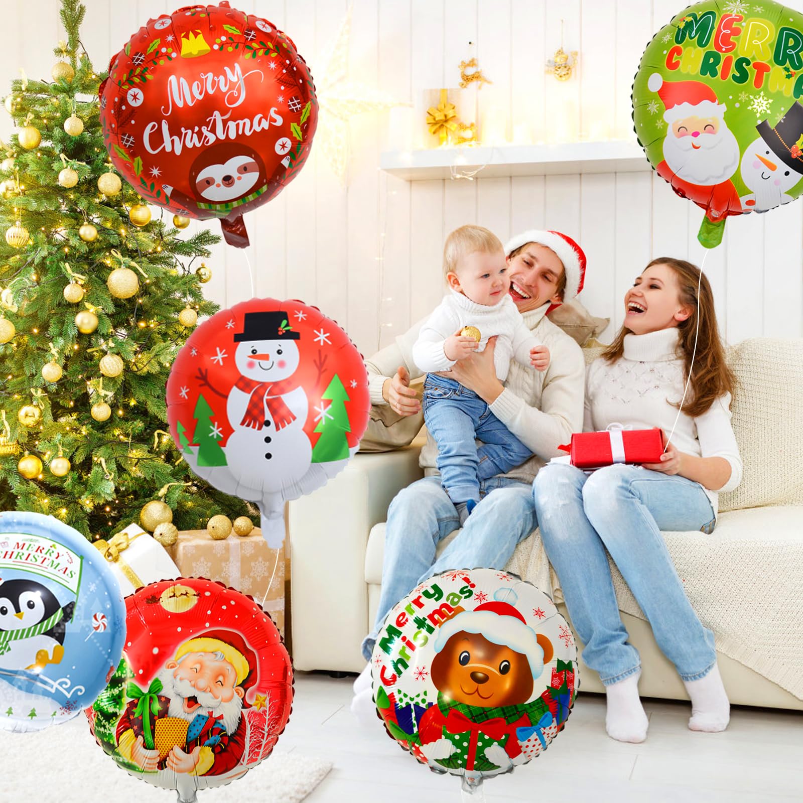 HGSHUO Albero Di Natale Palloncini Di Natale Decorazioni Palloncini Foil Albero Di Natale - 4