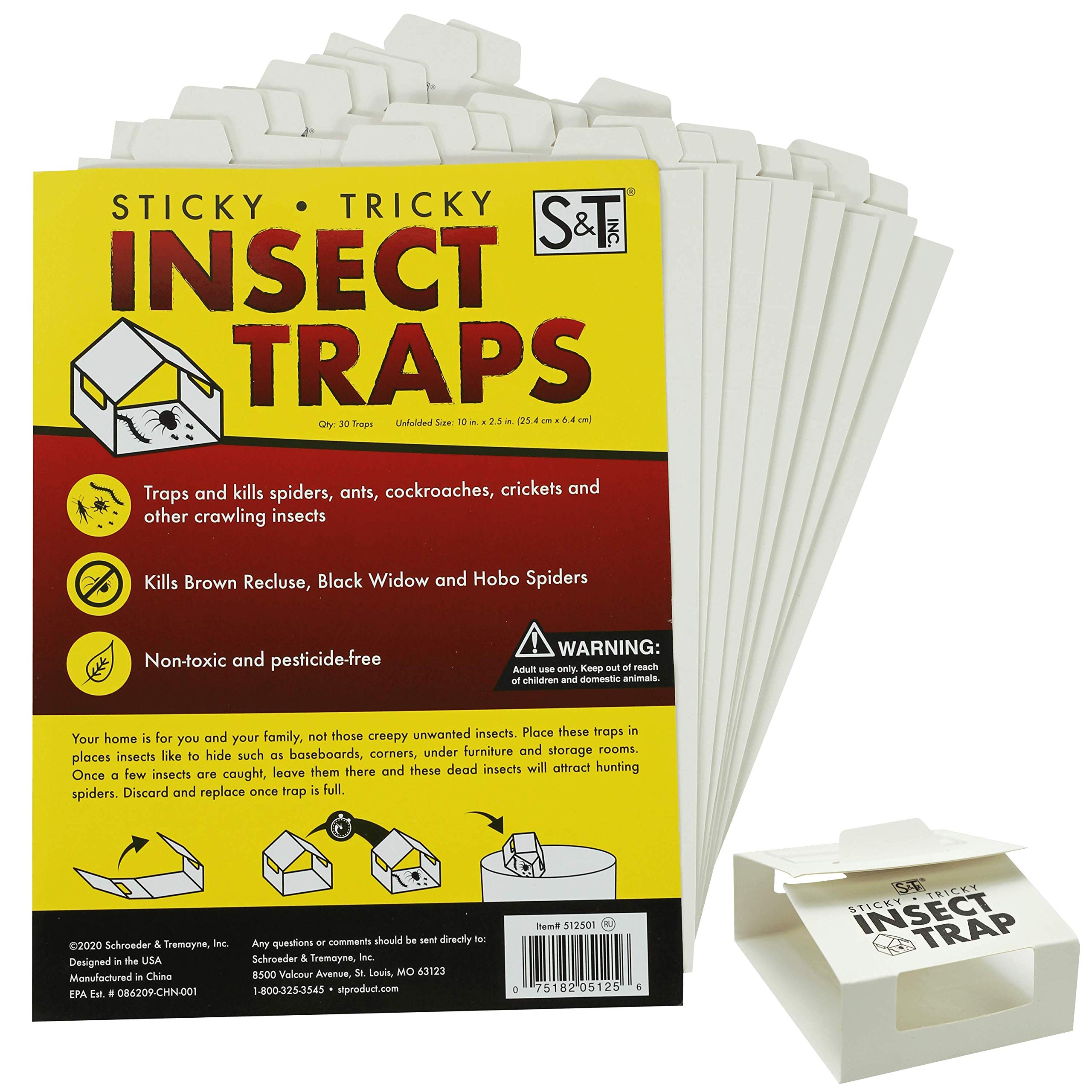Buy S&T INC. 30pk Insect Traps, Brown Recluse, Hobo Spiders, Black