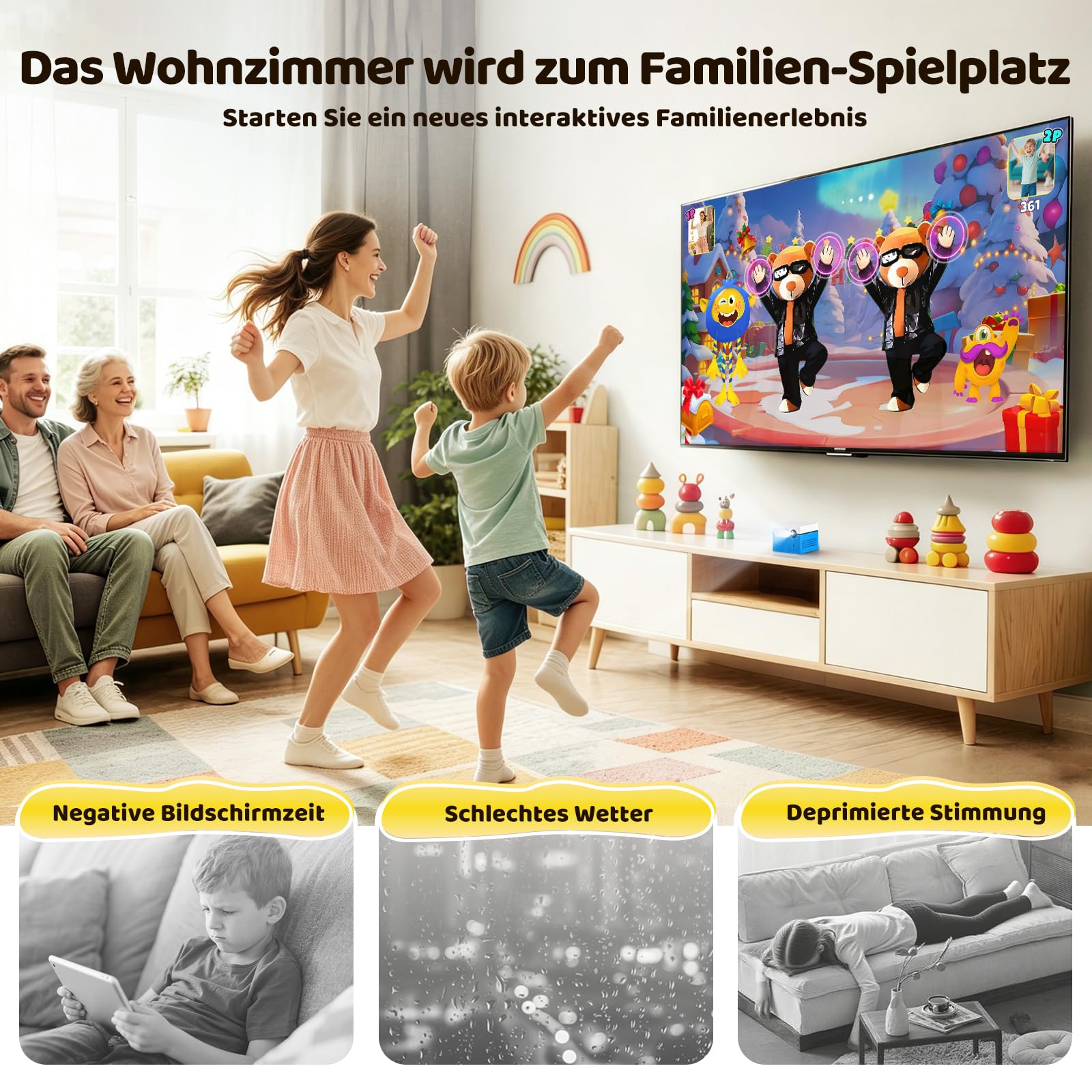 KINHANK MotionX Spielkonsole für Kinder & Familie mit KI-Bewegungserkennung | Kein Abonnement Nötig, Monatliche Updates, Keine Controller Erforderlich, Interaktives Videospielsystem für die Ganze Familie
