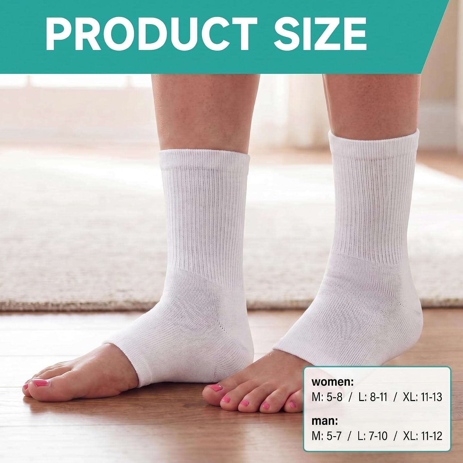 Shyyween 4 Pairs Cotton Eczema Toeless Socks Moisturizing Open Toe Heel Socks for Adult Wet Wrap Hydrating Therapy Soft Feet Treatment(White,XL)