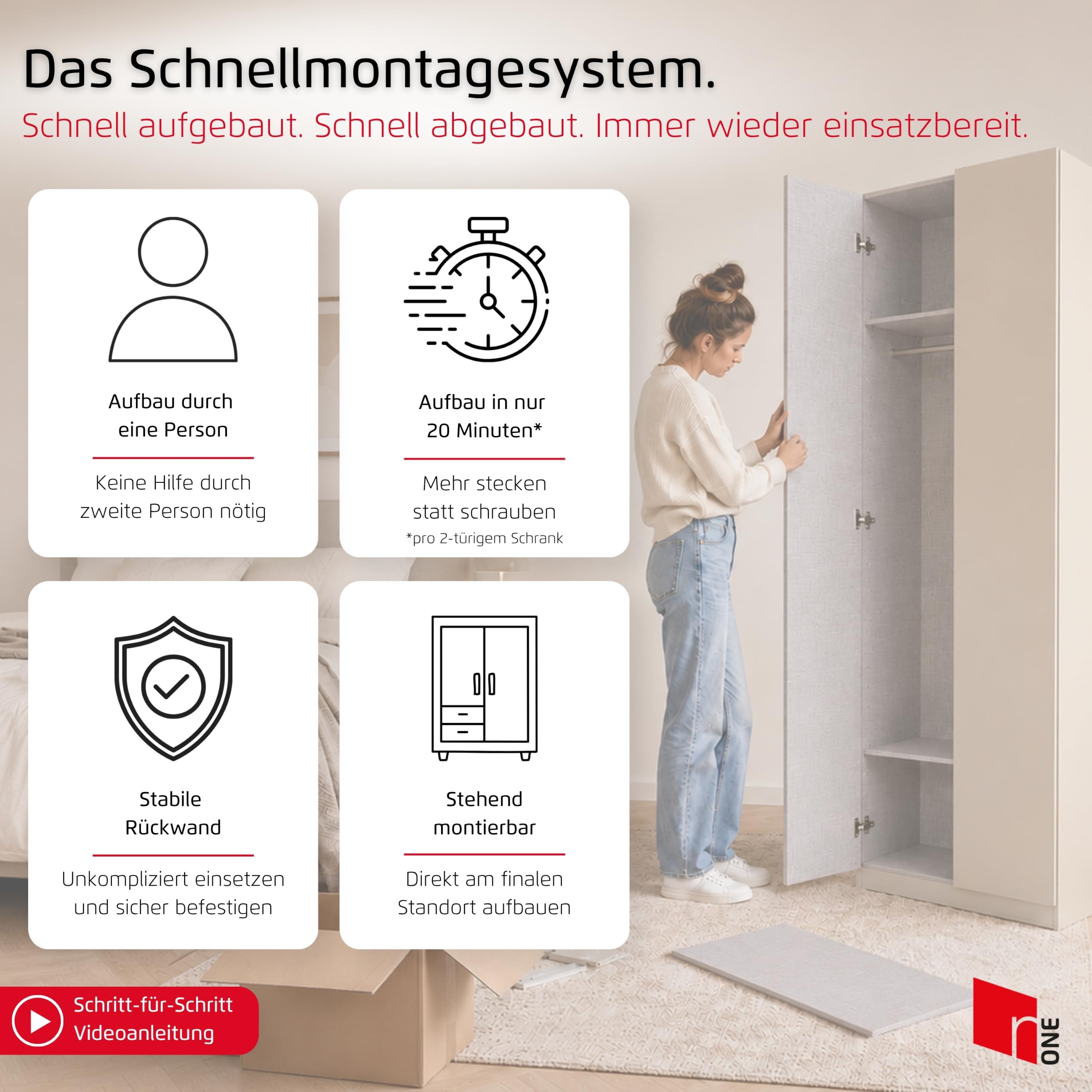 Rauch Möbel LUNIK, Kleiderschrank, Farbe Weiß, Breite 91 cm | Mehrzweckschrank mit patentiertem Schnellmontagesystem, 2-türig, Push-to-open-Funktion, für Kinderzimmer, Homeoffice, Flur