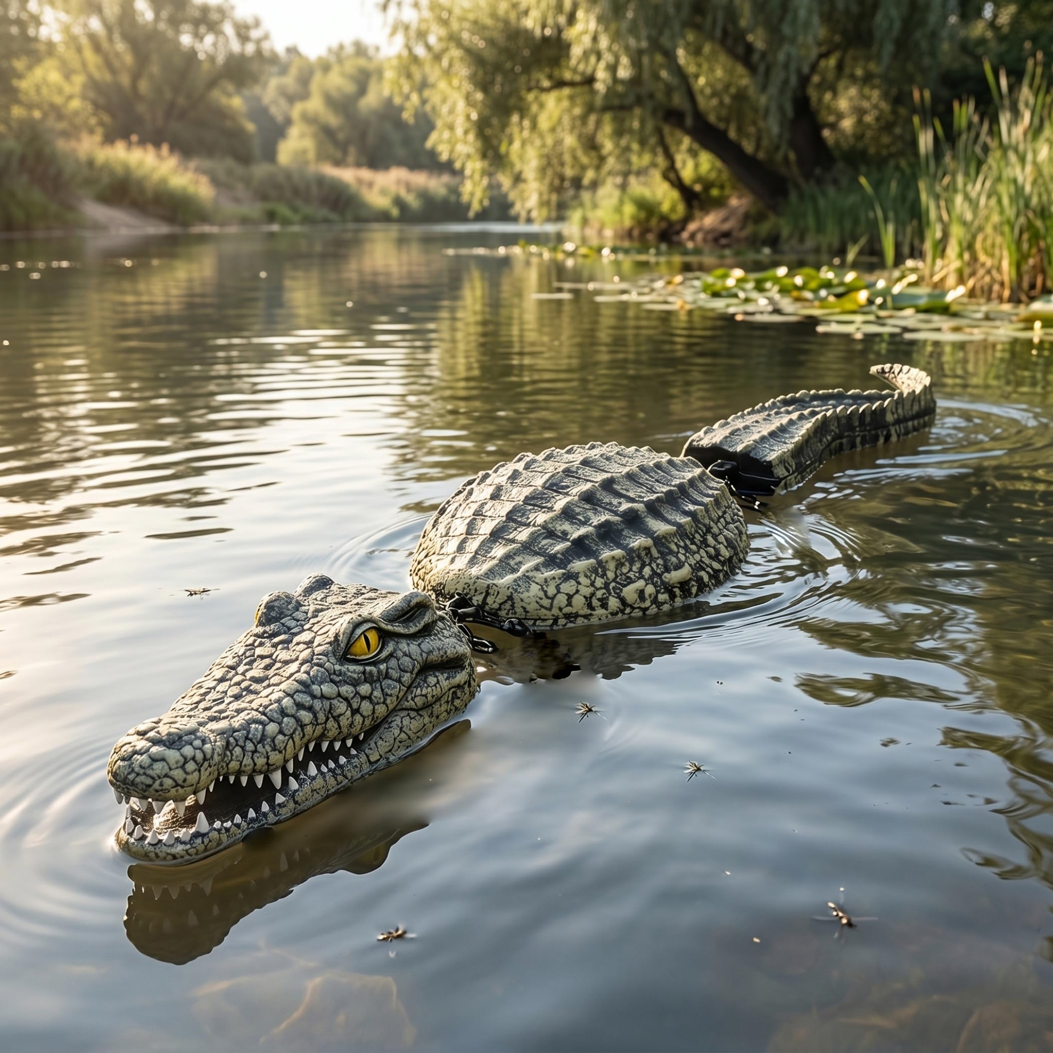 Latemeia Floating Alligator Decoy For Pond, Pond Decorations - Realistic Closed-mouth Alligator For Outdoor Pools & Gardens, Green, Floating Decor, Decor for Outdoor Ponds
