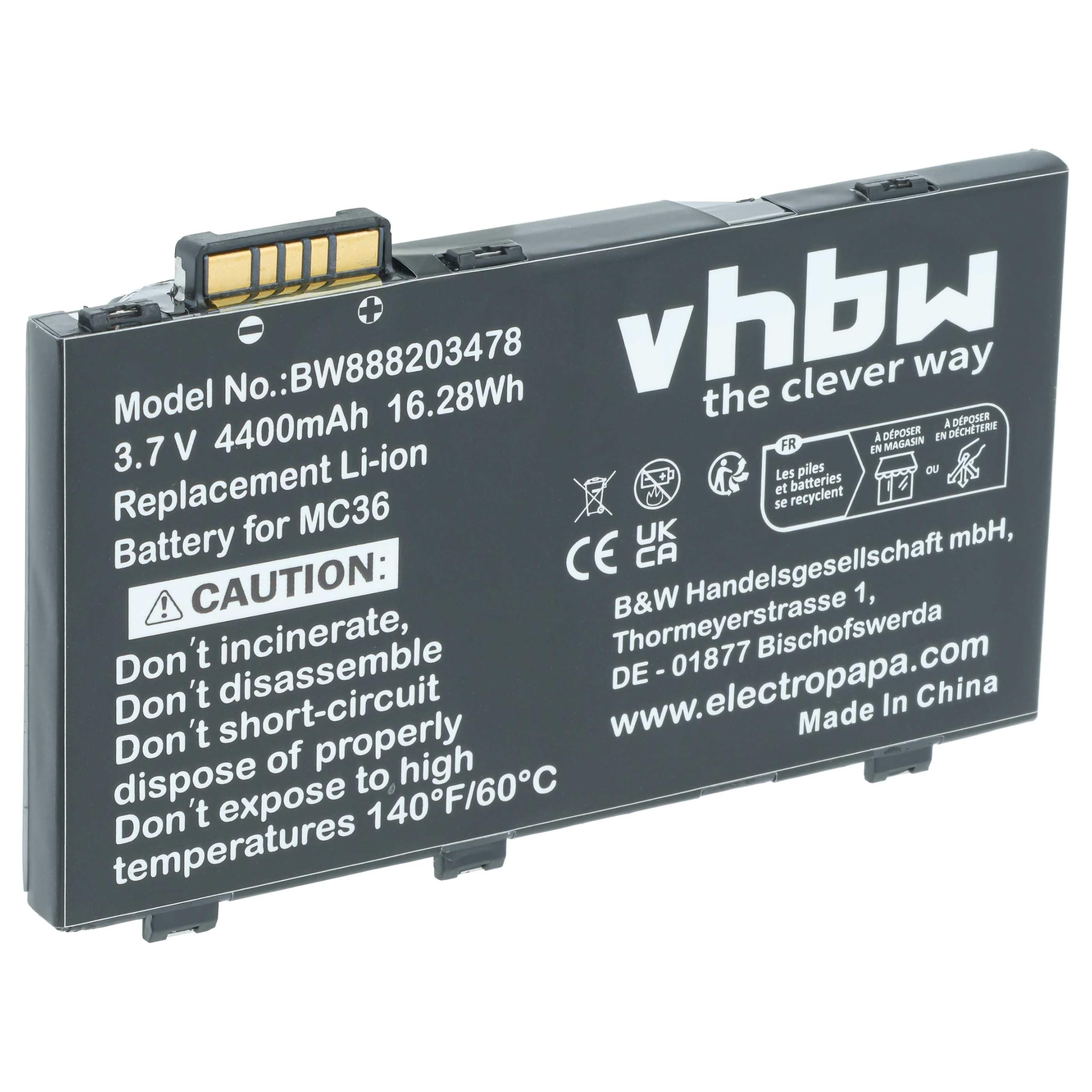vhbw Batterie Compatible avec Zebra RFD8500 Ordinateur Mobile PDA Scanner (4400mAh, 3,7V, Li-ION)