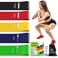 TechStone Resistance Bands Set for Men and Women, Pack of 5 Different Levels Elastic Band for Home Gym Long Exercise Workout – Great Fitness Equipment for Training, Yoga – Free Carrying Bag
