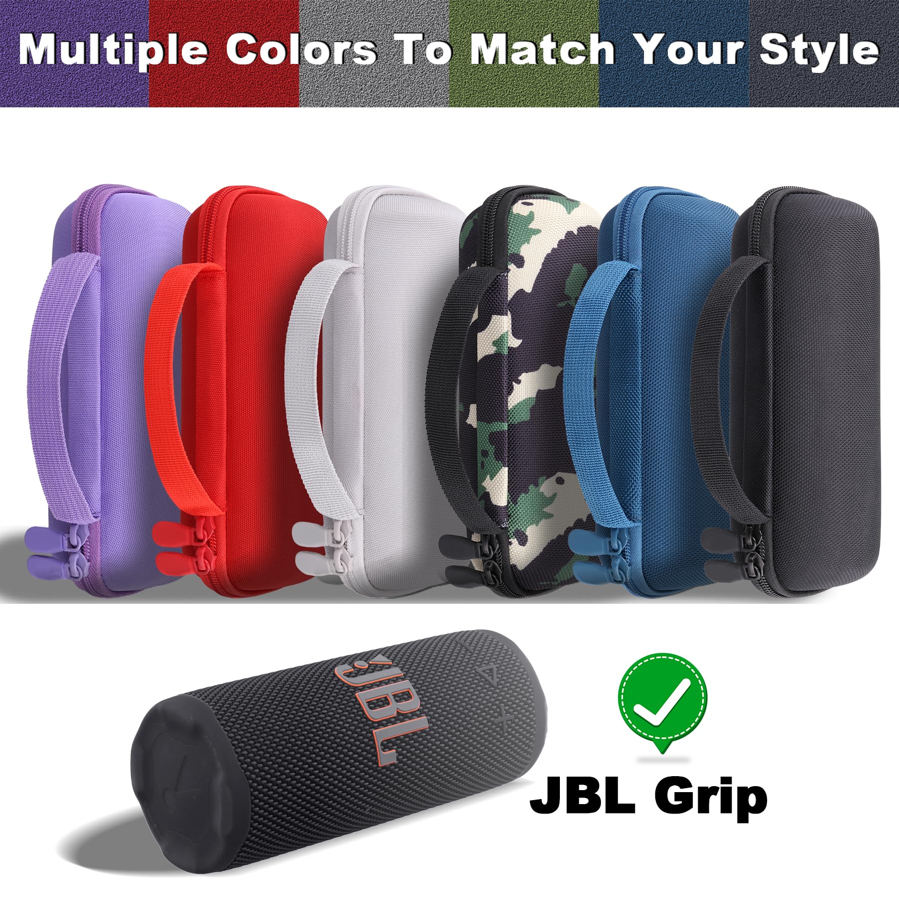 Khanka Twardy futerał na przenośny głośnik Bluetooth JBL Grip, Czarny (Black), Petit, walizka bagażowa | Kompatybilny z przenośnym głośnikiem Bluetooth JBL Grip, twardy futerał do przechowywania, tylko futerał