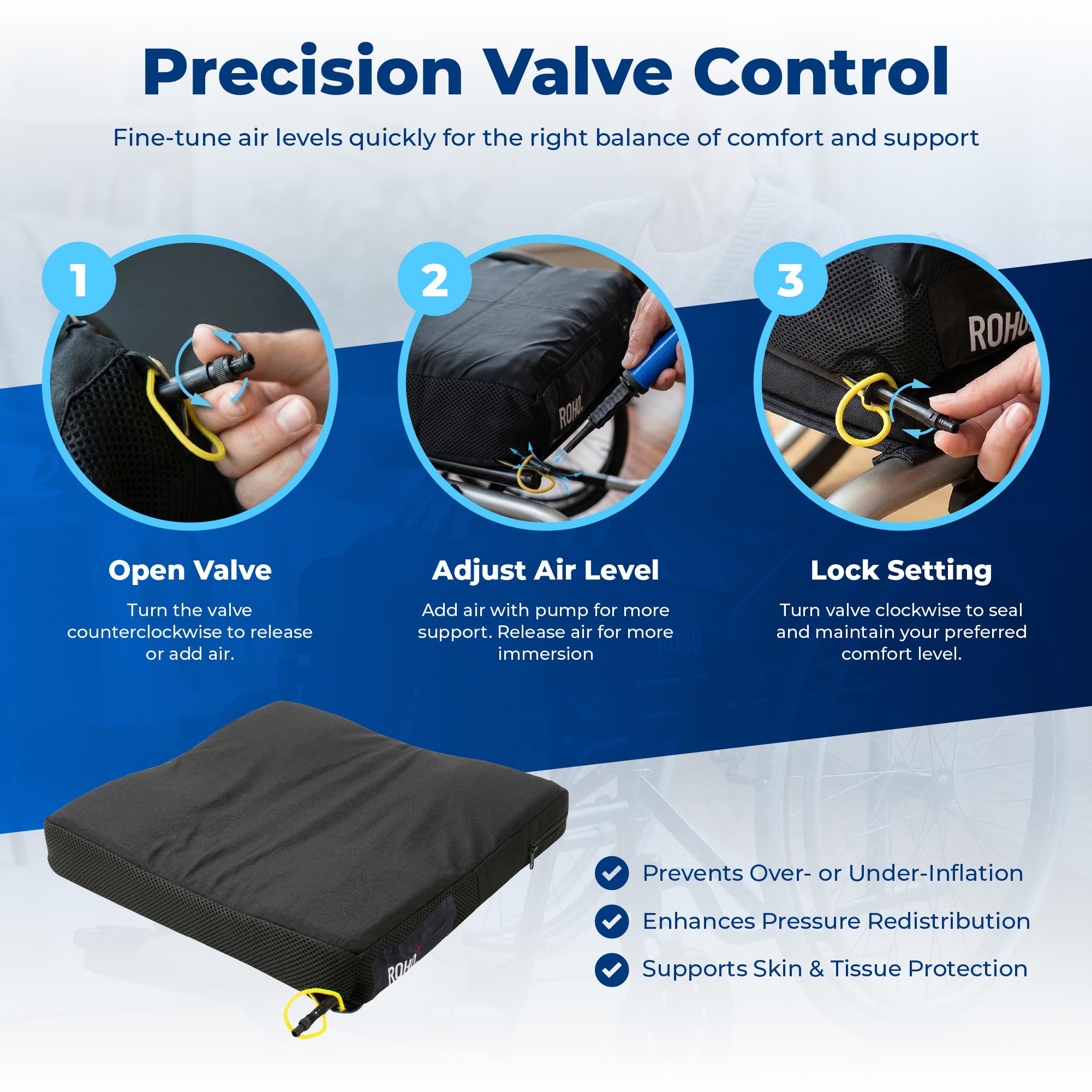 Roho Low Profile Wheelchair Cushion 18-19 x 16-17 Standard Cover product thumbnail 5