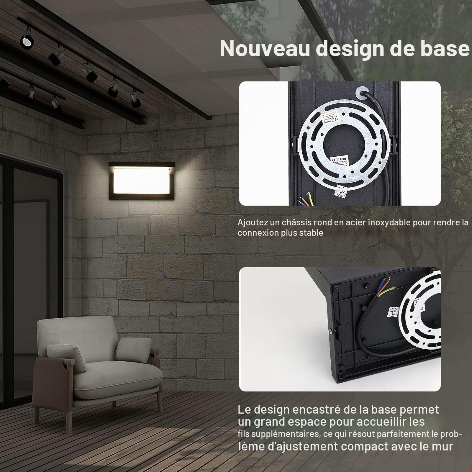 2 Pièces Lampe Murale Extérieure LED IP66 18W, Blanc Neutre