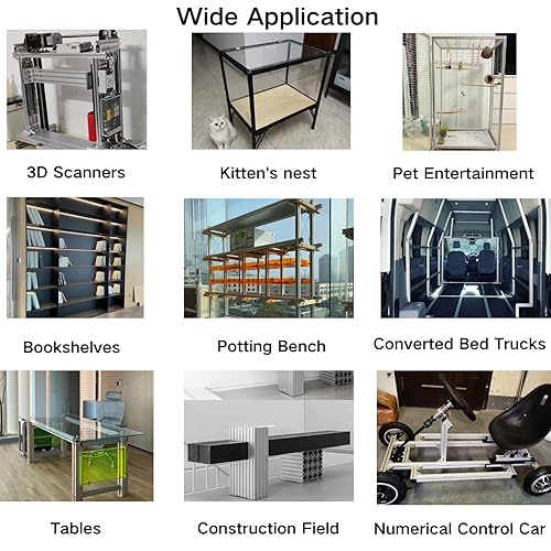 Miniatura 6 de 4 piezas de perfil de extrusión de aluminio 2020 con ranura en T de 23.6 pulgadas (23.622 in), riel lineal de aluminio estándar europeo, fácil de