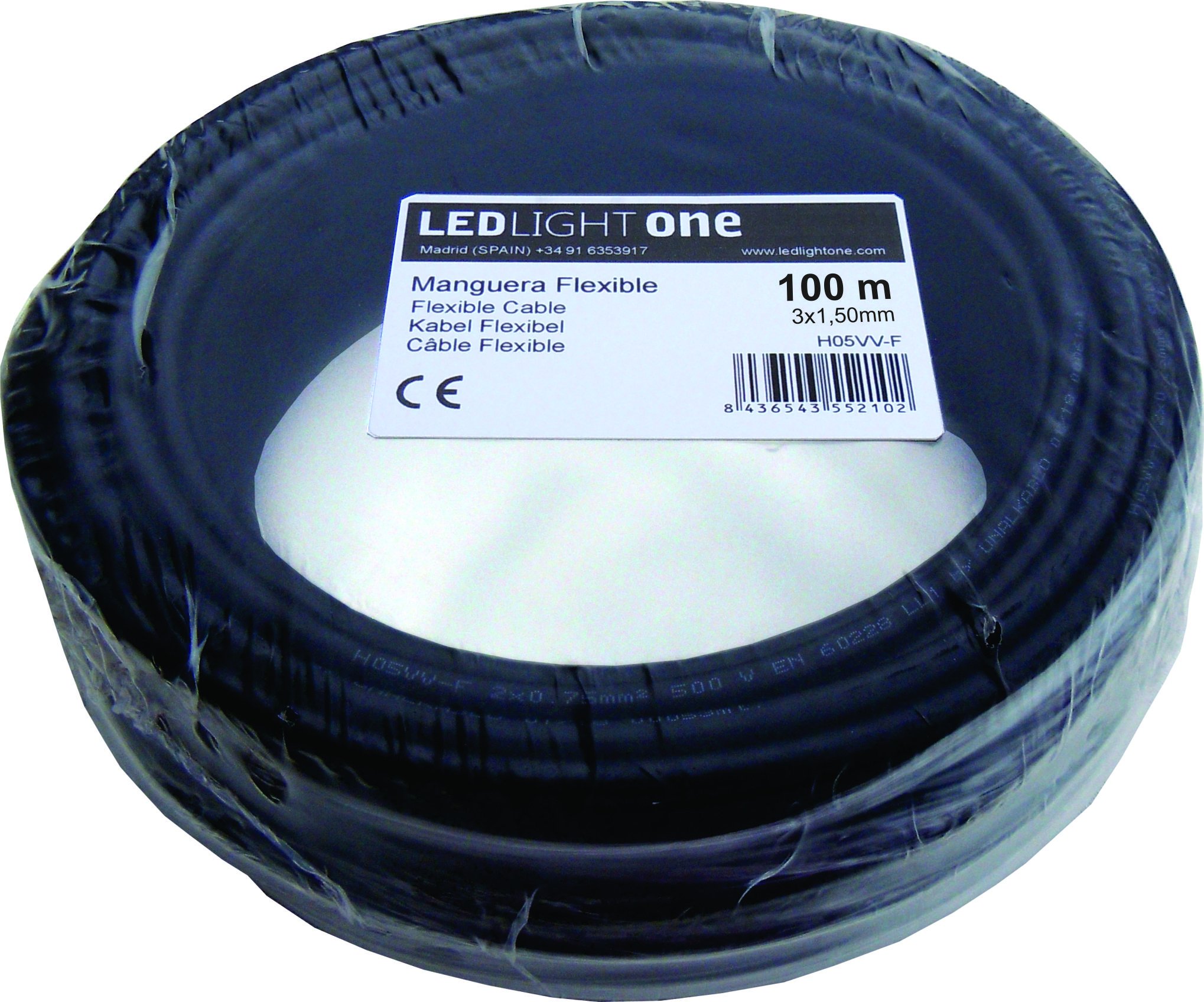 Cable Eléctrico H05VV-F Manguera 3x1,5mm 100m Negro, Tensión de Servicio 500v, Temperatura Máxima de Trabajo 70º, para Instalaciones Fijas y Móviles en Locales Domésticos y Oficinas