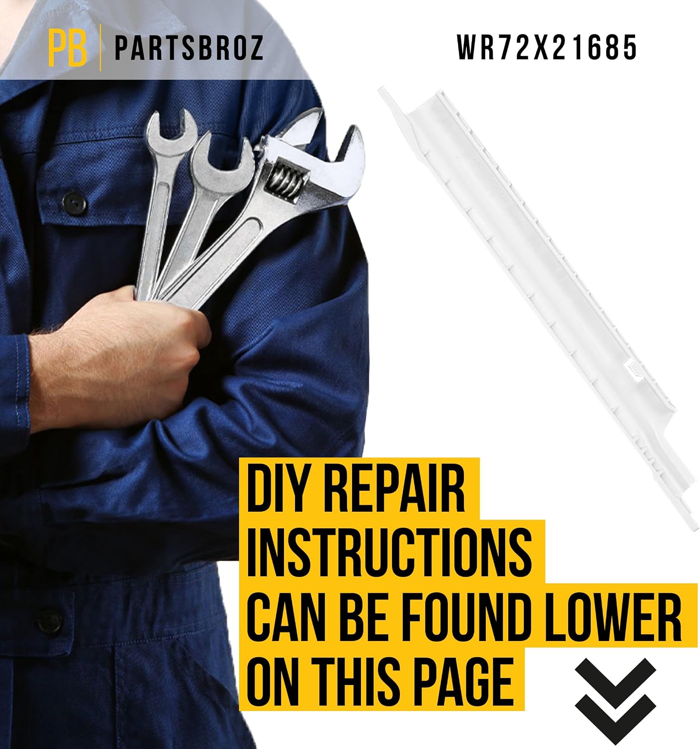 PartsBroz WR72X21685 Snack Pan Rail - Compatible With General Electric Refrigerator - Replaces AP5986503 3527787 PS11726972 Ultra Durable Replacement