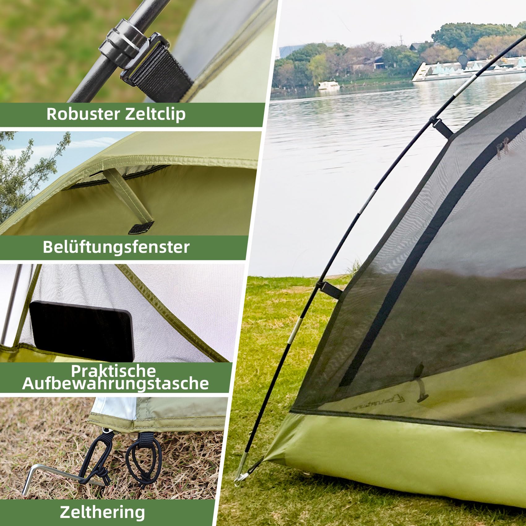 Clostnature Camping Zelt 2 Personen - 2 Mann Zelt Wasserdicht mit Vorraum, Leicht und Kompakt mit kleinem Packmaß, 3-4 Saison Doppelwandig Campingzelt für Outdoor-Abenteuer, Kuppelzelt mit Moskitonetz