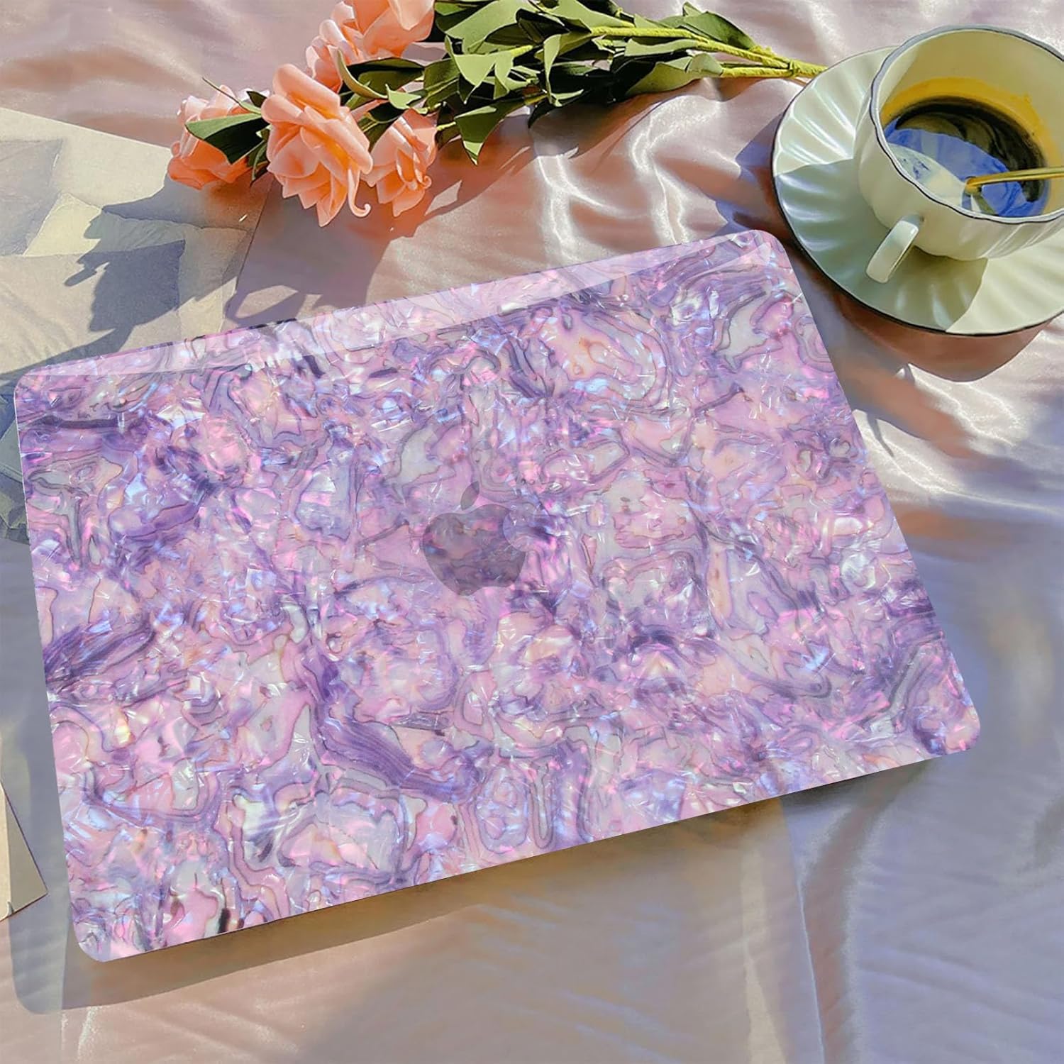 B BELK Compatible with MacBook Air 13 inch Case 2026 2025 2024 2023 2022 M4 M3 M2 A3240 A3113 A2681, Plastic Hard Shell +Keyboard Cover +Screen Skin for MacBook Air 13.6 inch Case, Shiny Purple Pearl - Image 3