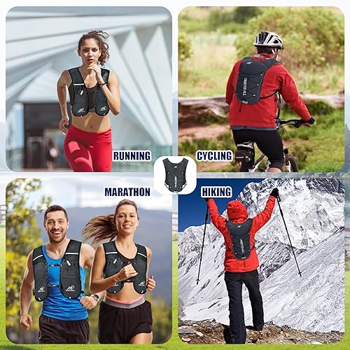 Miniatura 8 de Chaleco para correr para mujeres y hombres, mochila ligera de hidratación de 5.29 oz con bolsa de agua a prueba de fugas de 2 L, paquete de 6 L para