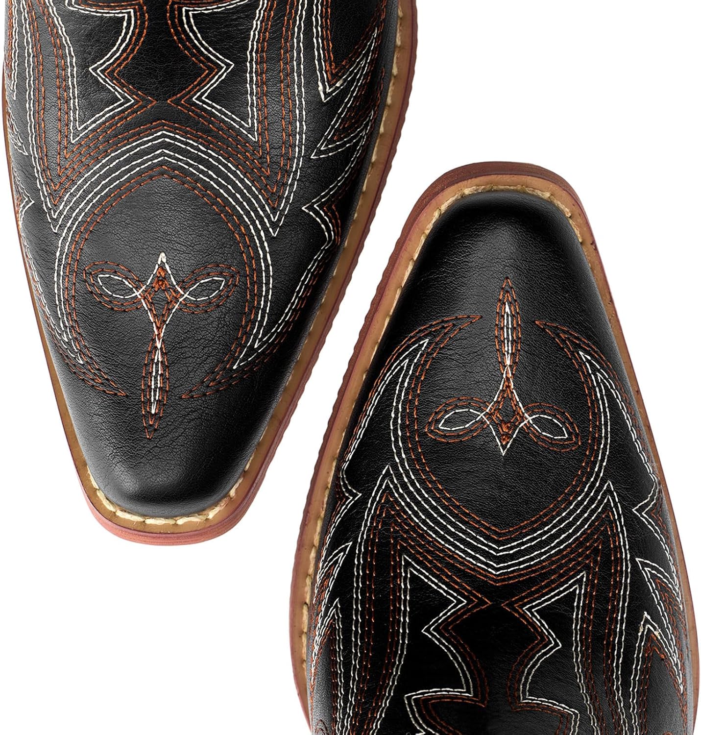 Rollda Cowboy Ankle Booties for Women, Cowgirl Short Boots with Chunky Stack Heels, V Cutout Ladies Western Booties for Cowboy Chic Style - Image 5