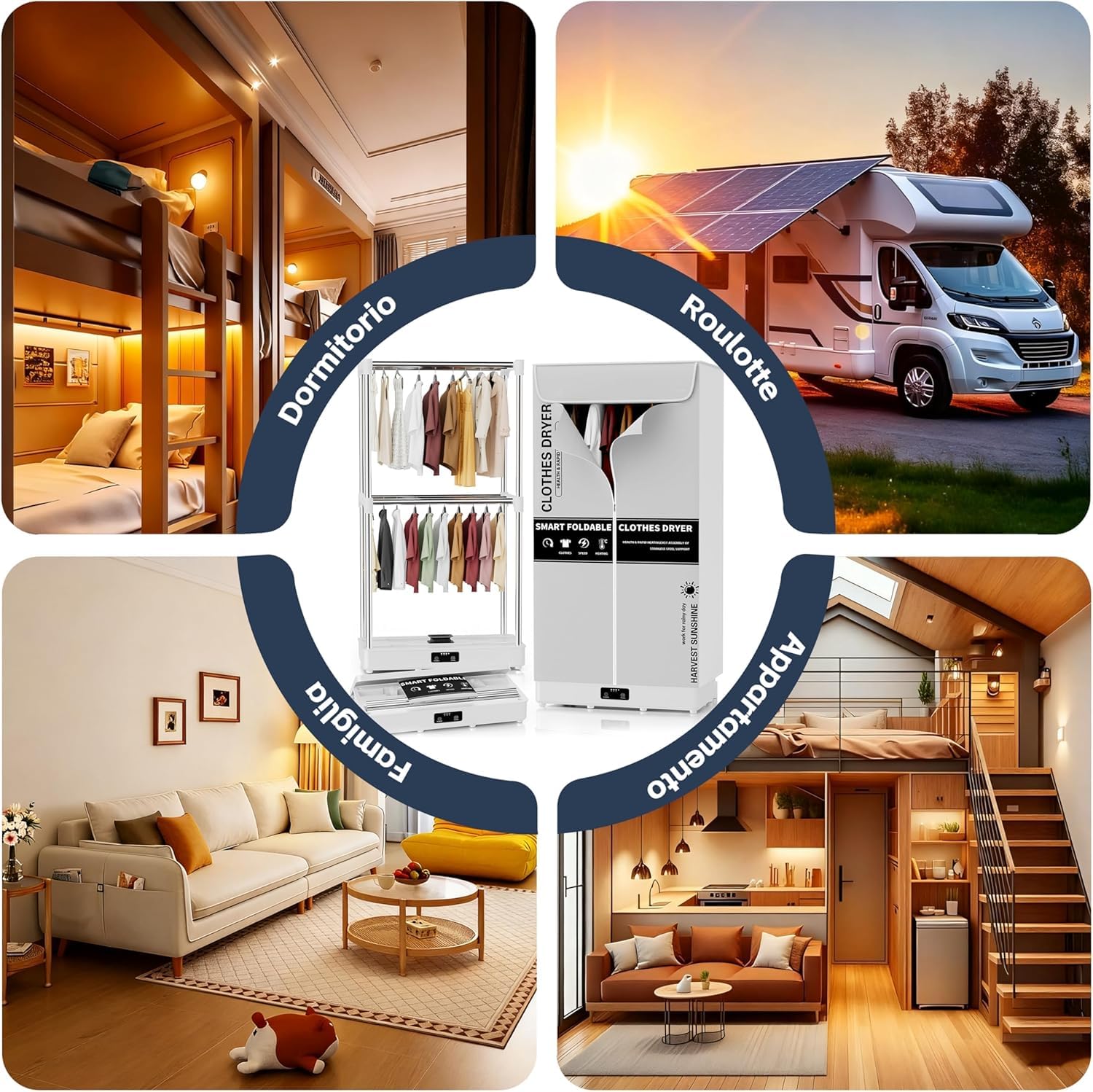 Kiseely Stendino Elettrico Asciugabiancheria, Asciugatrice portatile pieghevole con timer, facile da trasportare e con grande capacità per la casa | Appartamenti | Camper (Grigio CO6)