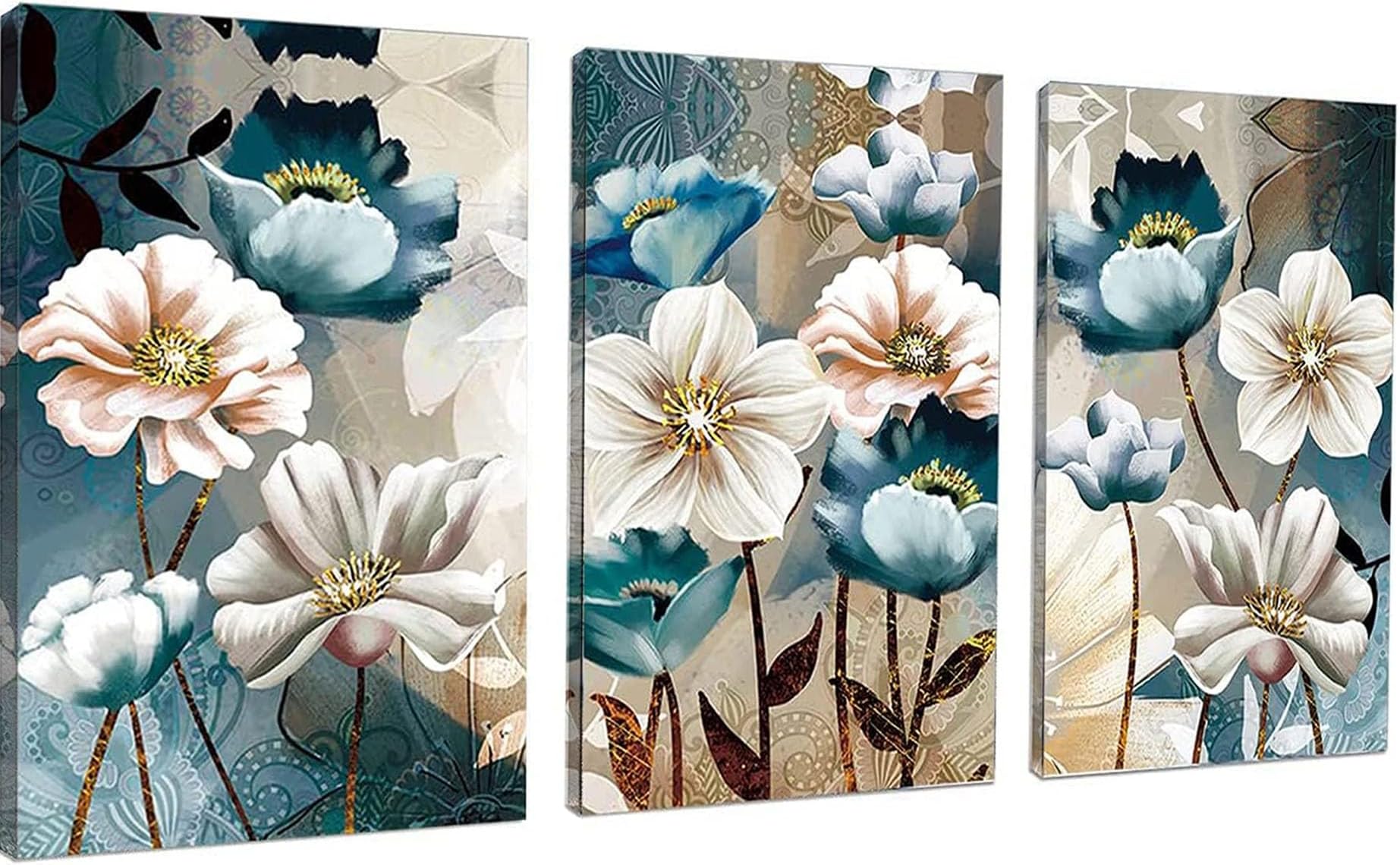 YALKIN3 Packs Paint by Number for Adults Beginners on Canvas, Paint by Numbers Flowers, Flower Painting by Number Perfect for Gift Home Wall Decor(3 Pack,12x16inch)